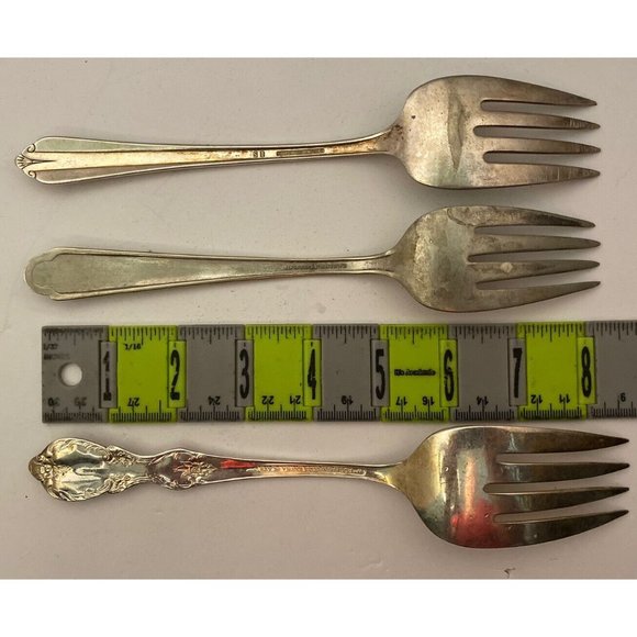 Vtg Silver Plate Lot Of 3 Serving Forks To Restore Repurpose Crafting - Picture 4 of 9